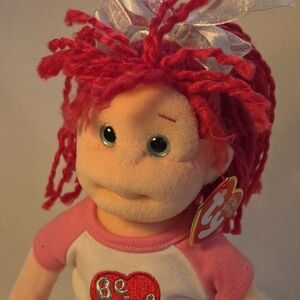 Flirty Francie Ty Beanie Boppers Pink Yarn Hair Ponytail Be Mine Tshirt NWT